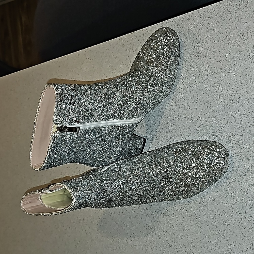 Silver Sparkly Ankle Boots (8)